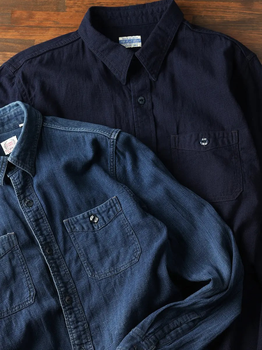 FN-SCK-009L INDIGO DOBBY WORK SHIRT - INDIGO