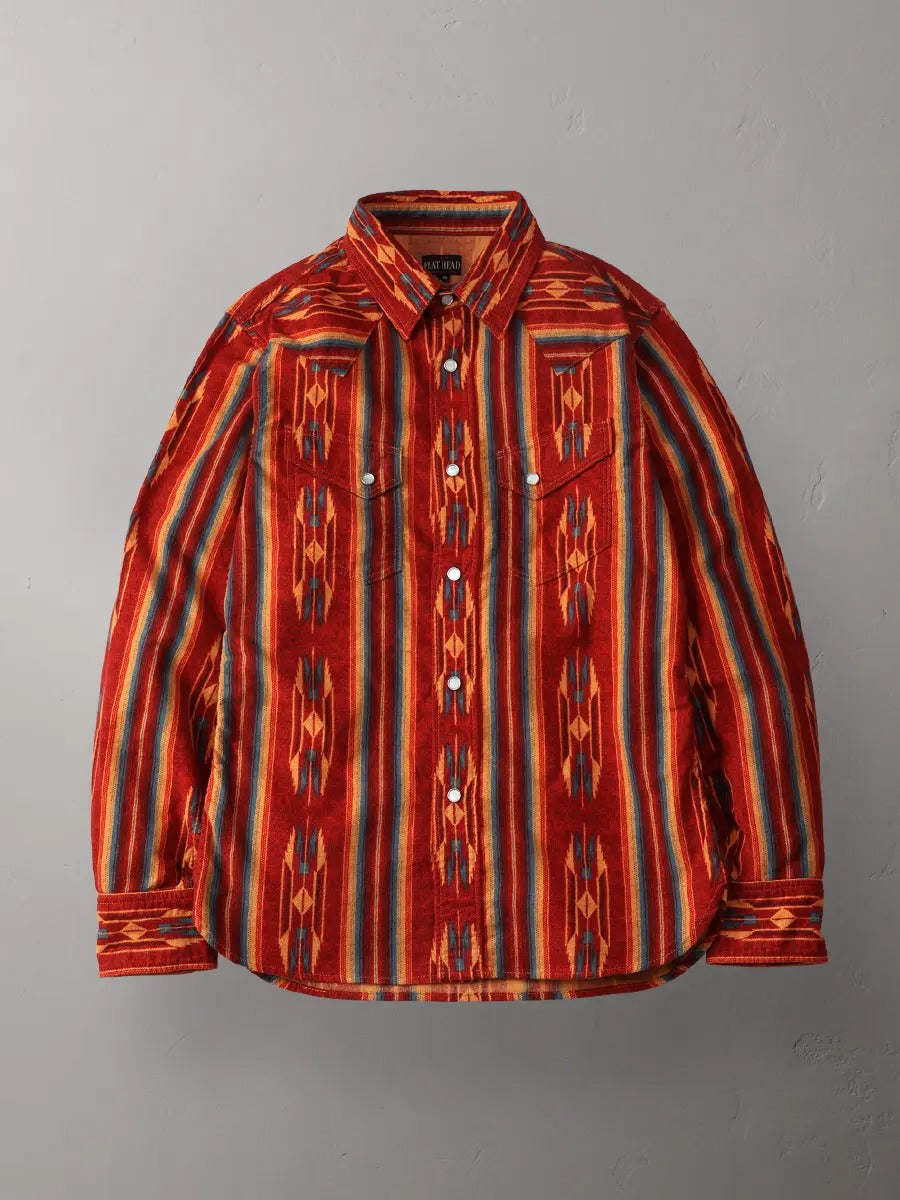 FN-SCW-018L FLANNEL SHIRT NATIVE BORDER WESTERN - RED