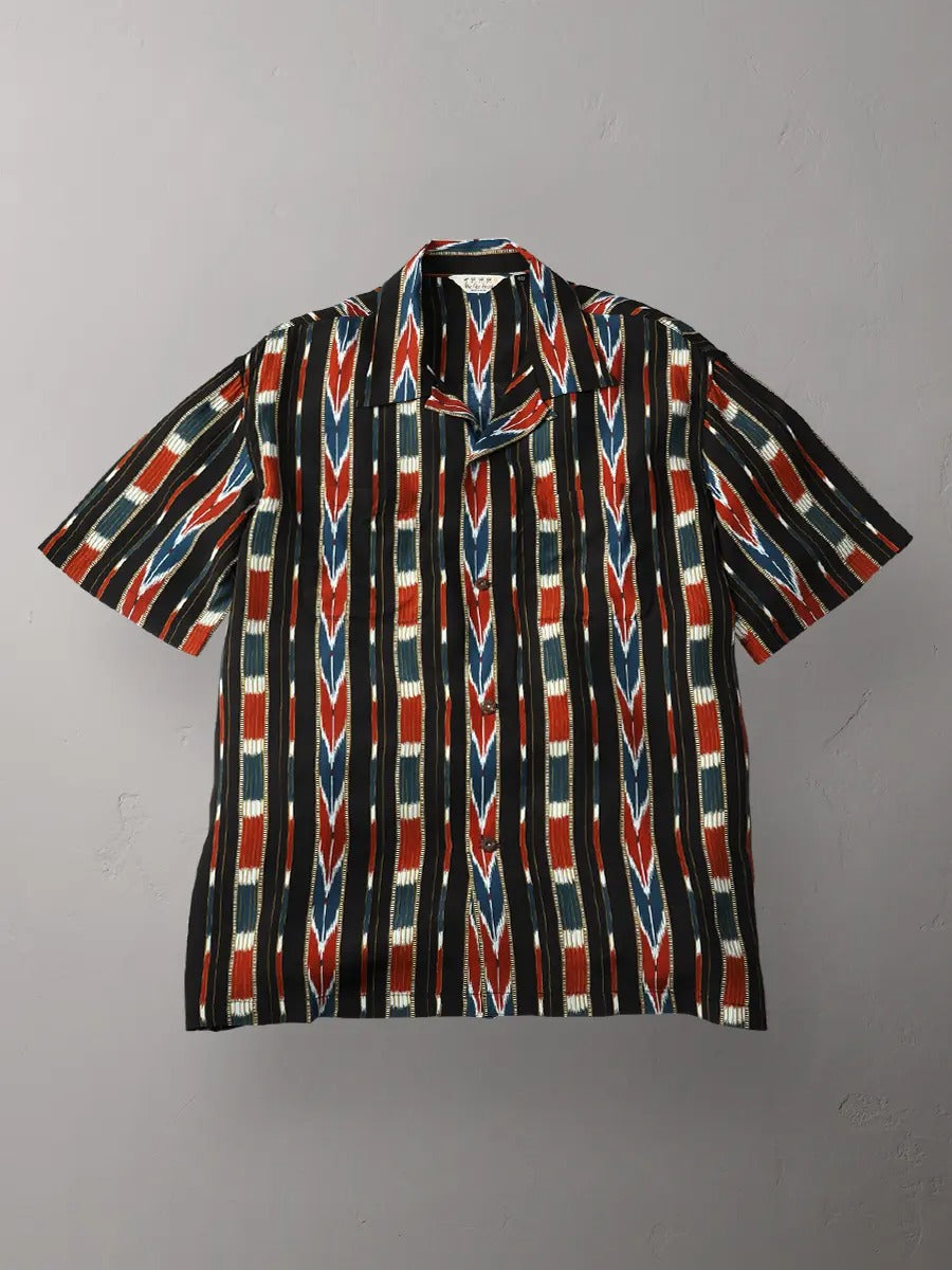 FN-SHO-005S NATIVE BORDER RAYON SHIRT - BLACK