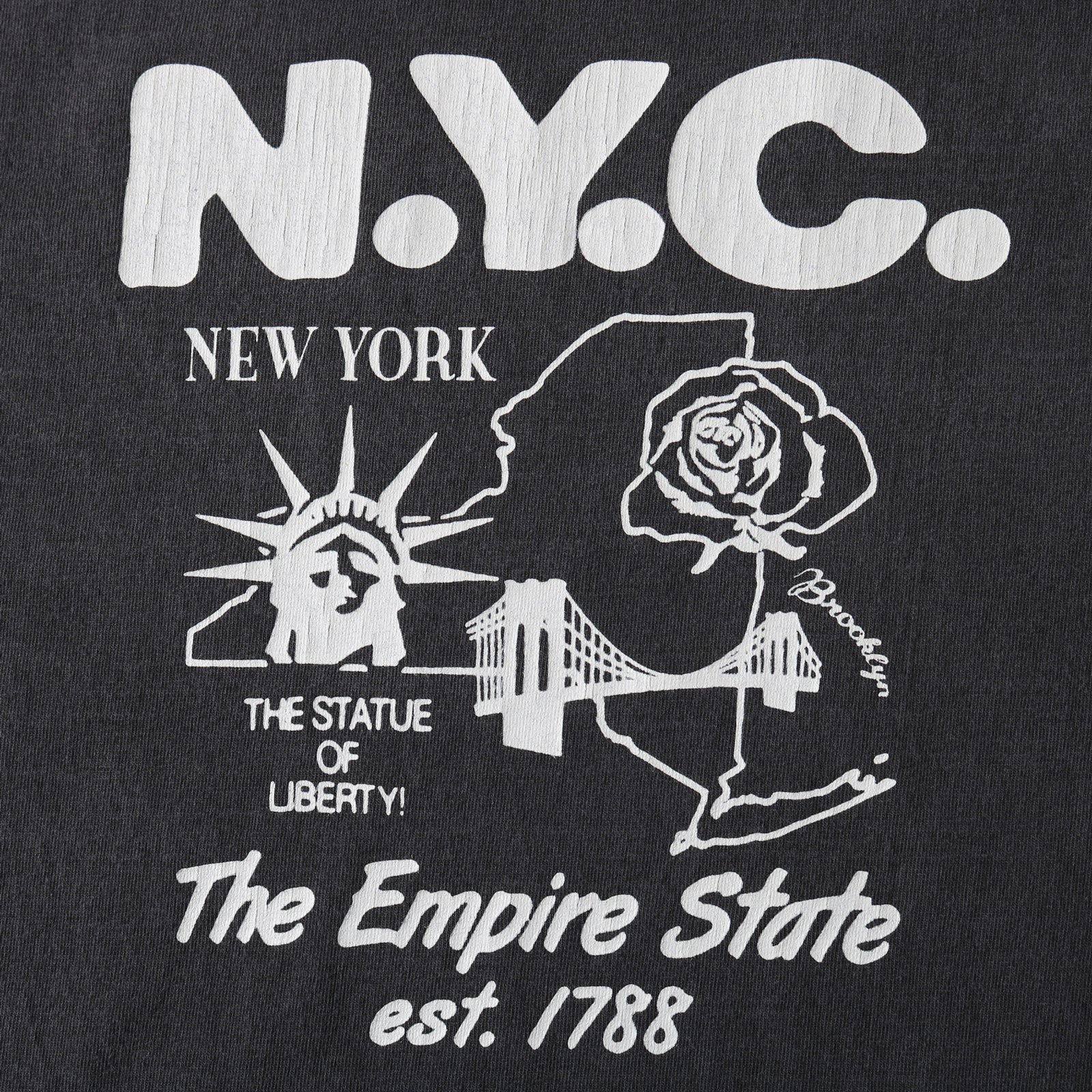 BR-25252 Pigment Dye 16/-BD Tube S/S Print T-shirt (NYC) - CHARCOAL