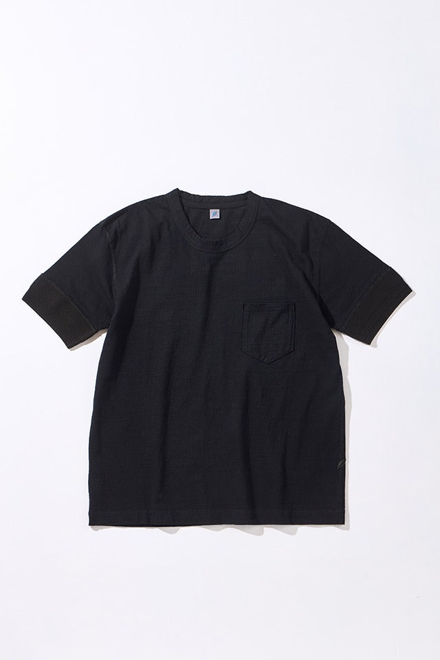 SS-5396-IDBK Ribbed Cuff Pocket T-shirt - INDIGO BLACK