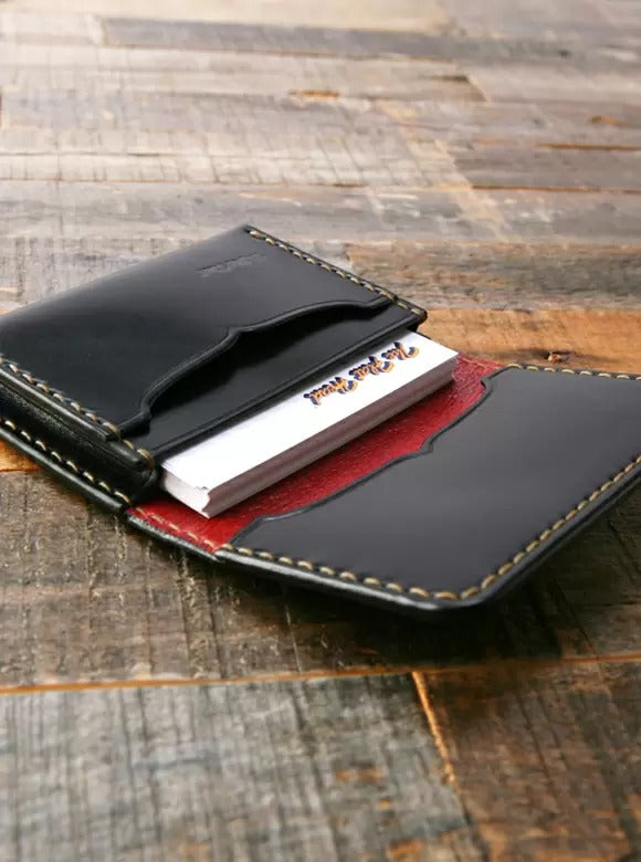 FN-C4C4-3 CORDOVAN CARD CASE - BLACK