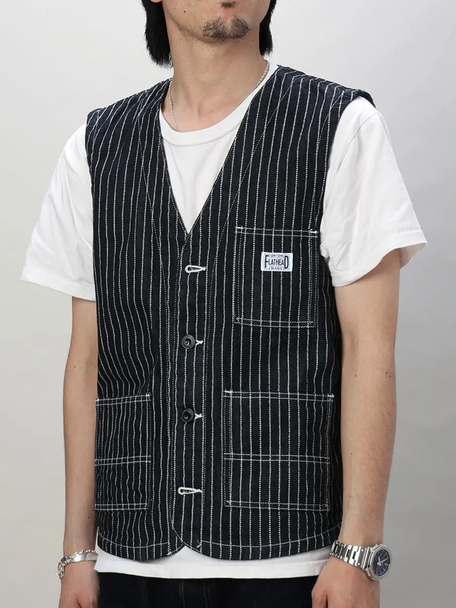 FN-MVD-702 VEST 10oz DENIM WABASH WORK - INDIGO