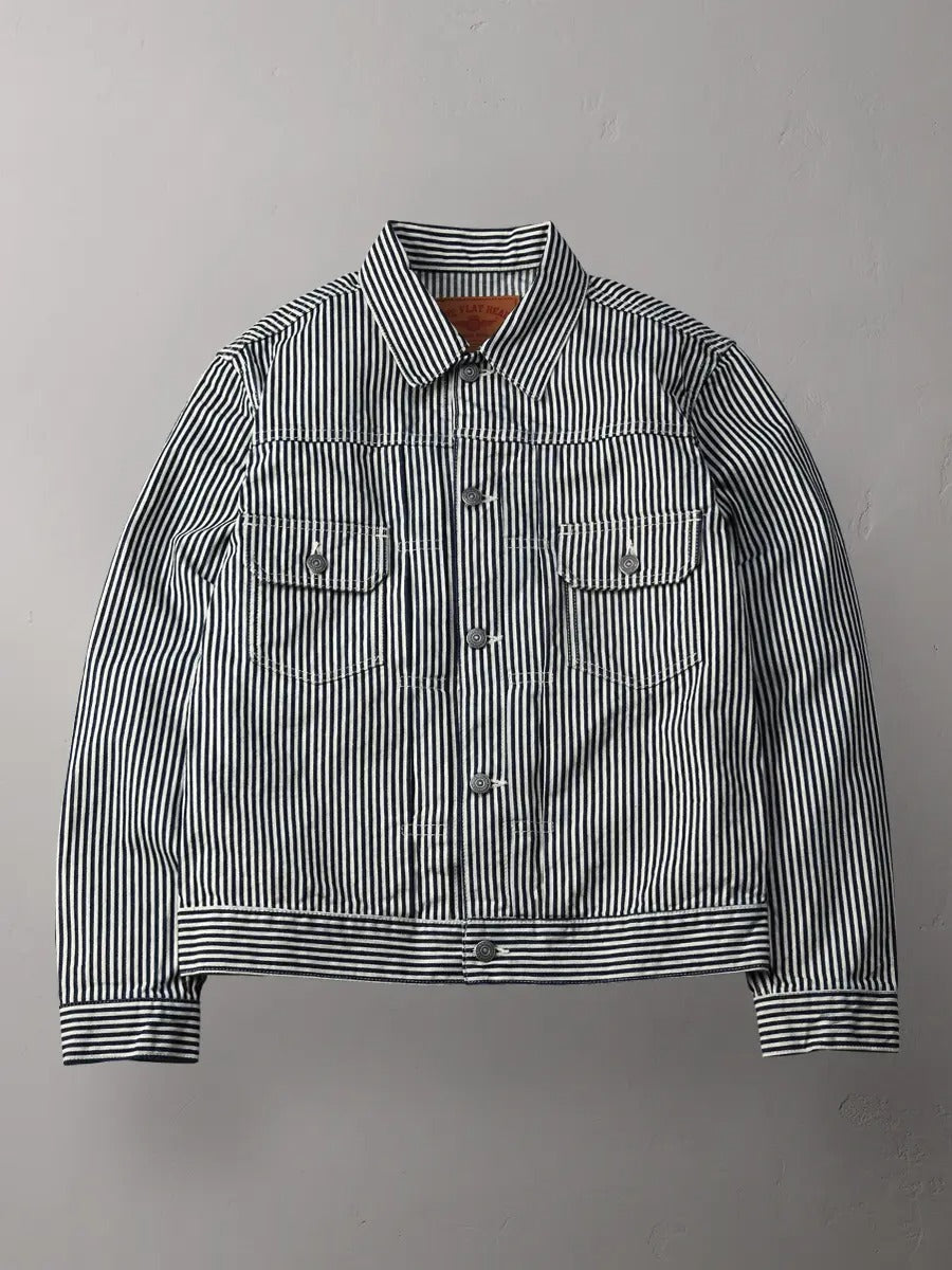 FN-OJ-D801 JACKET - 10.2oz HICKORY JACKET - BLUE x WHITE