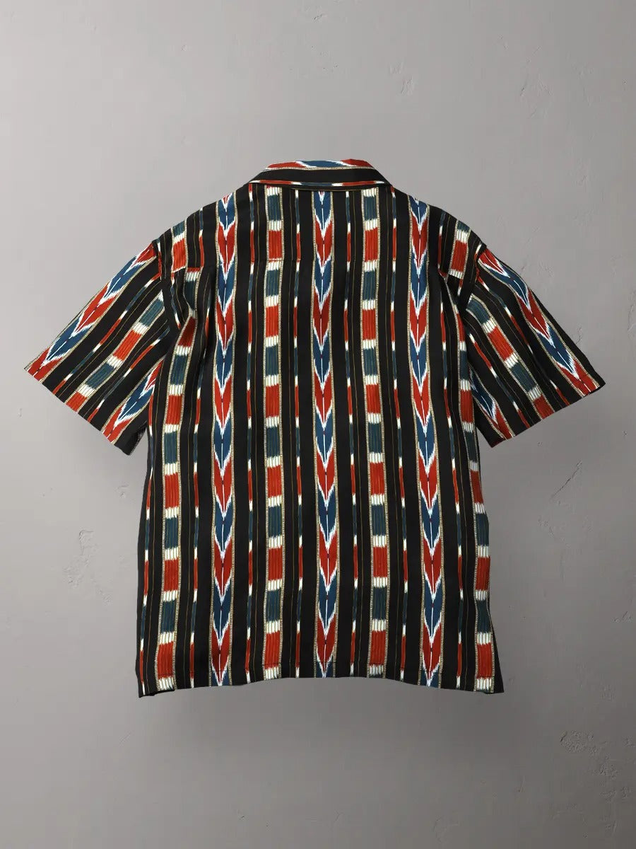 FN-SHO-005S NATIVE BORDER RAYON SHIRT - BLACK