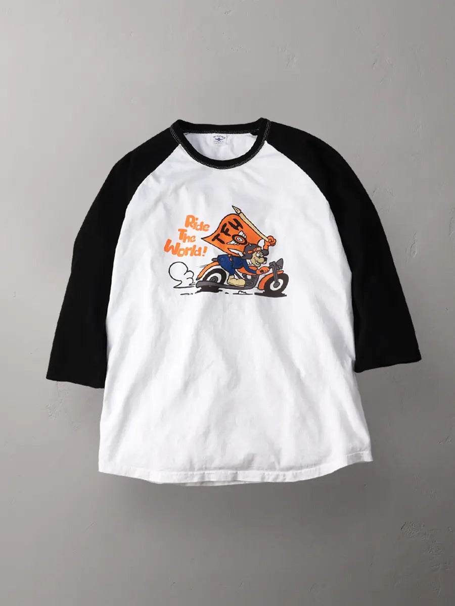 FN-TSRB-003 RAGLAN Q/S T-SHIRT - R.T.W - WHITE/BLACK