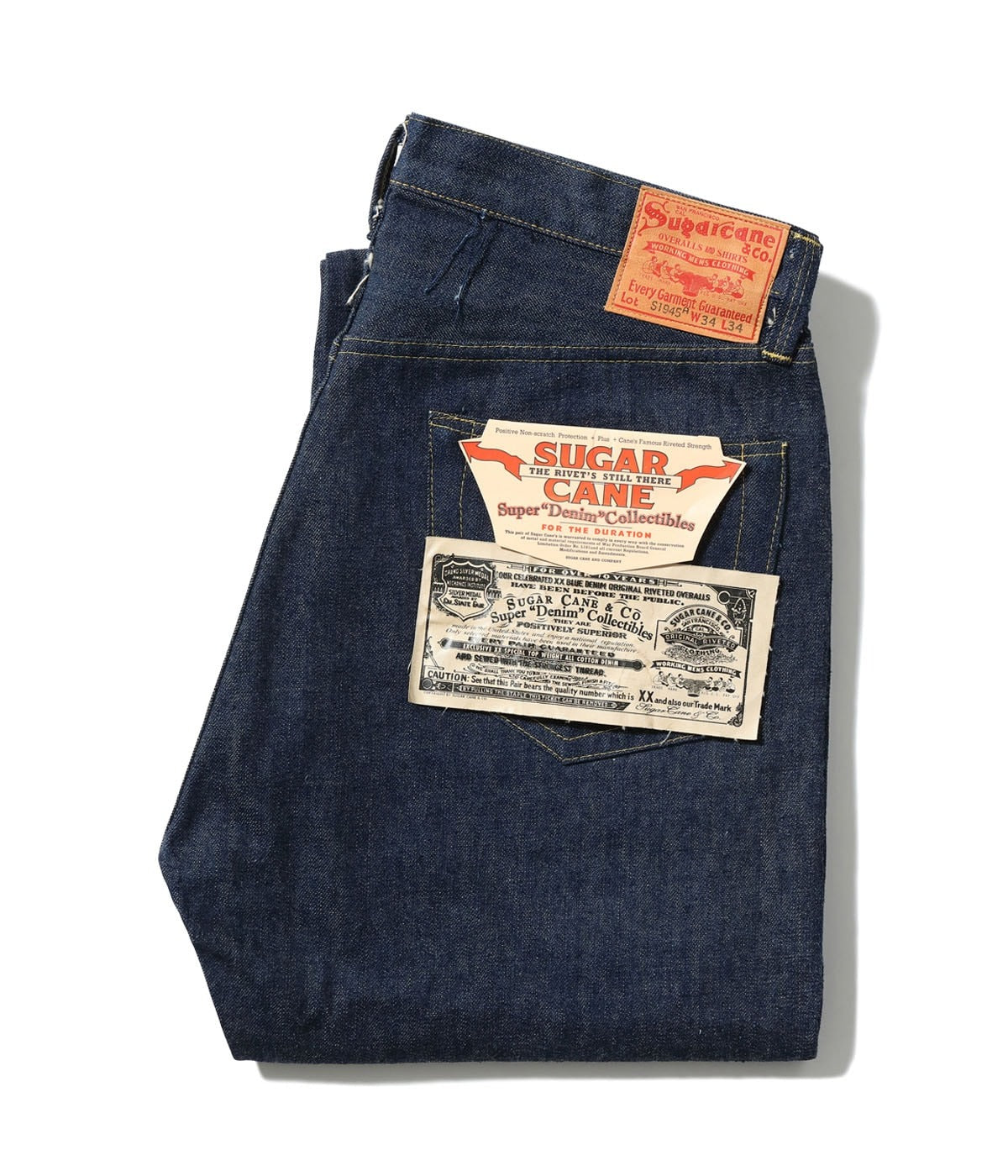 SC49001 SUGAR CANE Super “Denim” Collectibles #01 14oz. BLUE DENIM WAIST OVERALLS “S1945” MODEL - INDIGO