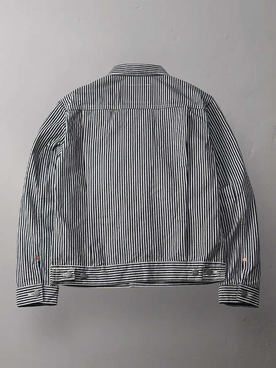 FN-OJ-D801 JACKET - 10.2oz HICKORY JACKET - BLUE x WHITE