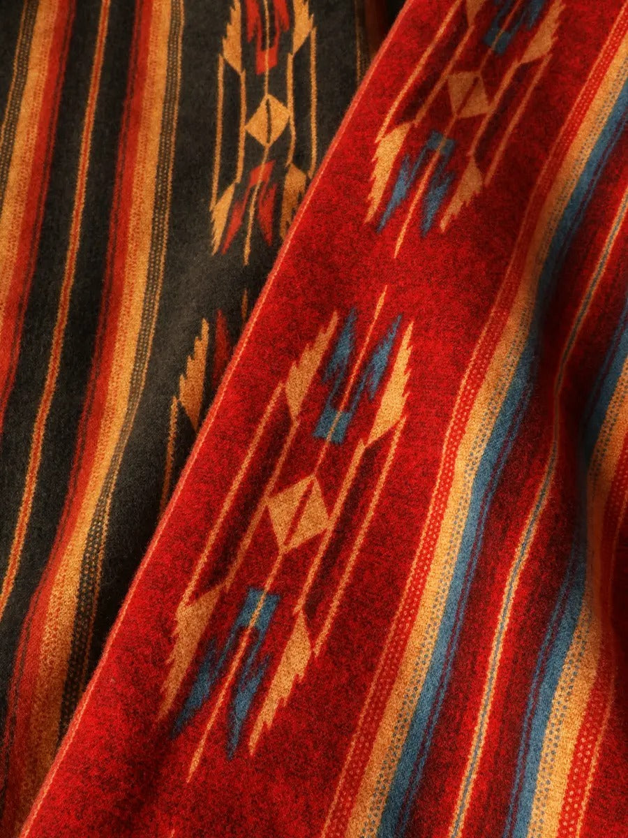 FN-SCW-018L FLANNEL SHIRT NATIVE BORDER WESTERN - RED