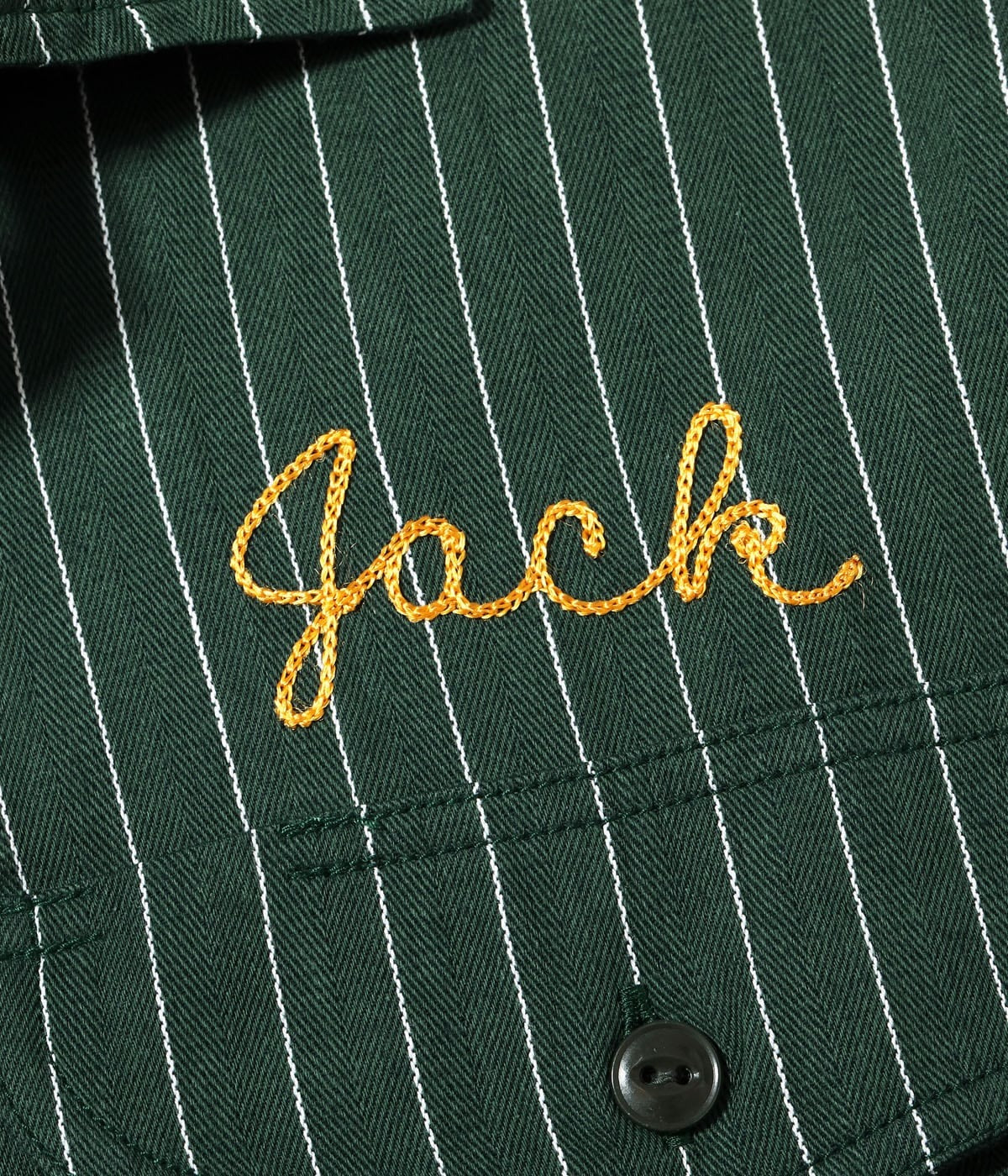 SC39528 COKE STRIPE WORK SHIRT WITH CHAIN EMBROIDERED - GREEN