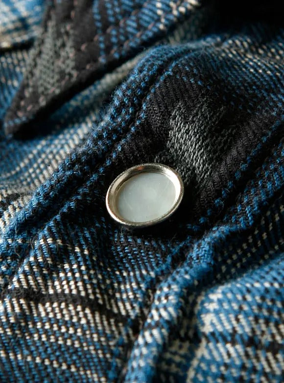 FN-SNW-004L SHIRT - NATIVE CHECK WESTERN - SAX