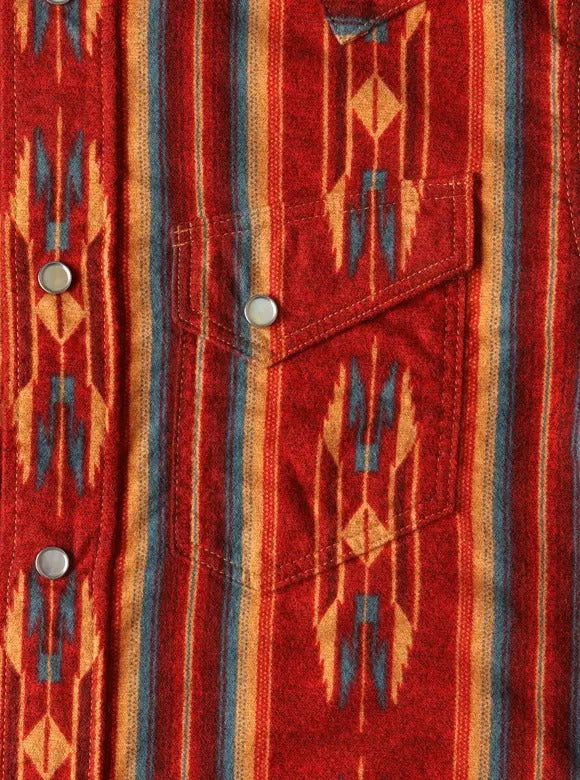 FN-SCW-018L FLANNEL SHIRT NATIVE BORDER WESTERN - RED