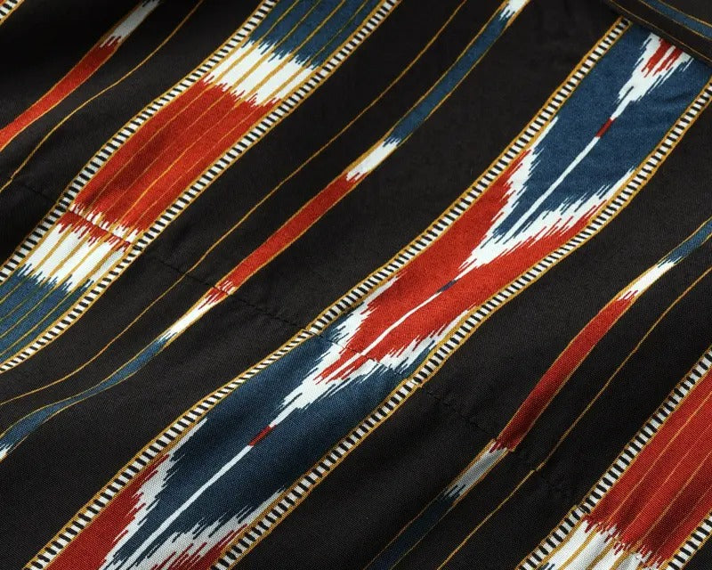 FN-SHO-005S NATIVE BORDER RAYON SHIRT - BLACK