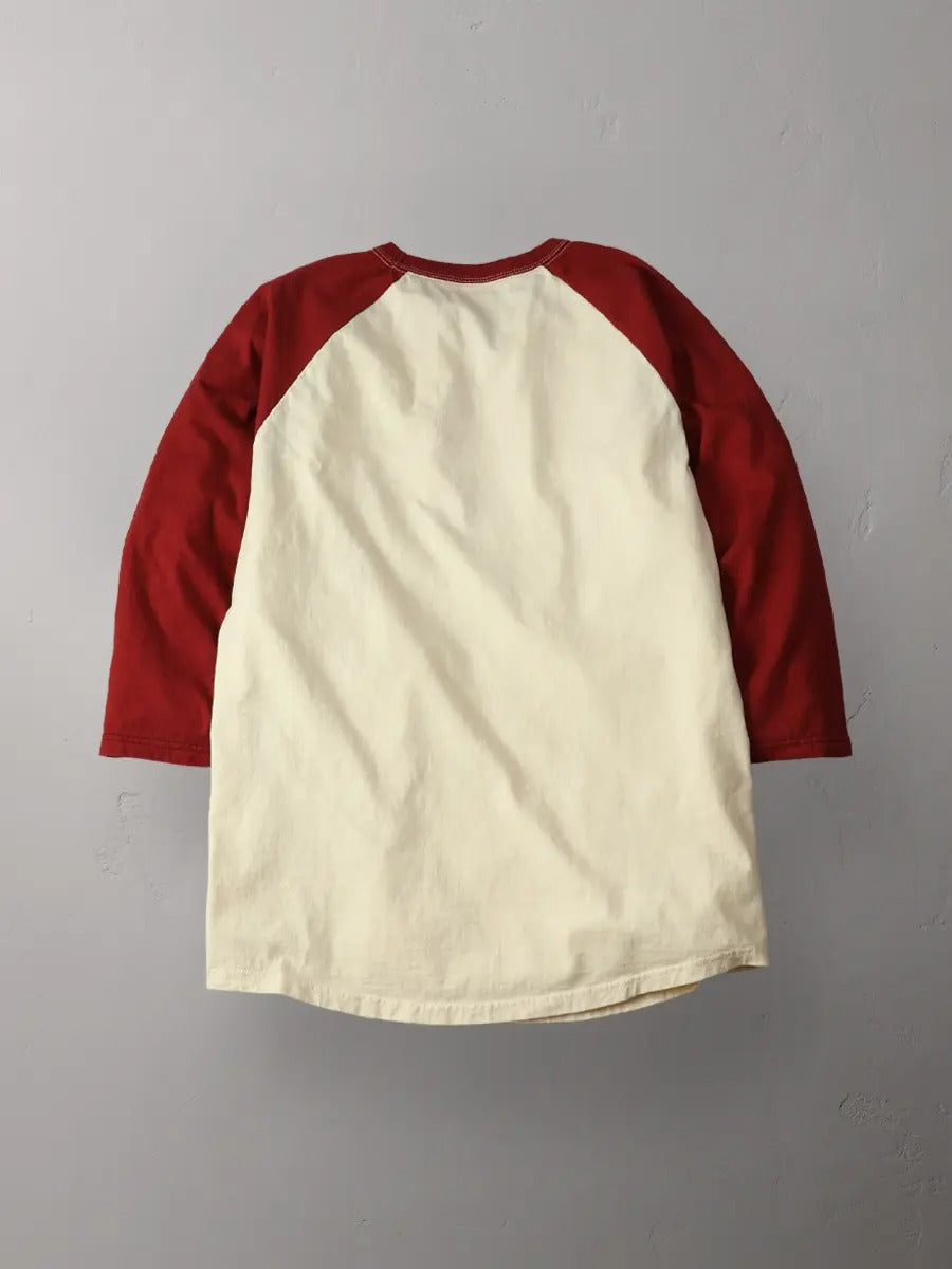 FN-TSRB-003 RAGLAN Q/S T-SHIRT - R.T.W - IVORY/RED