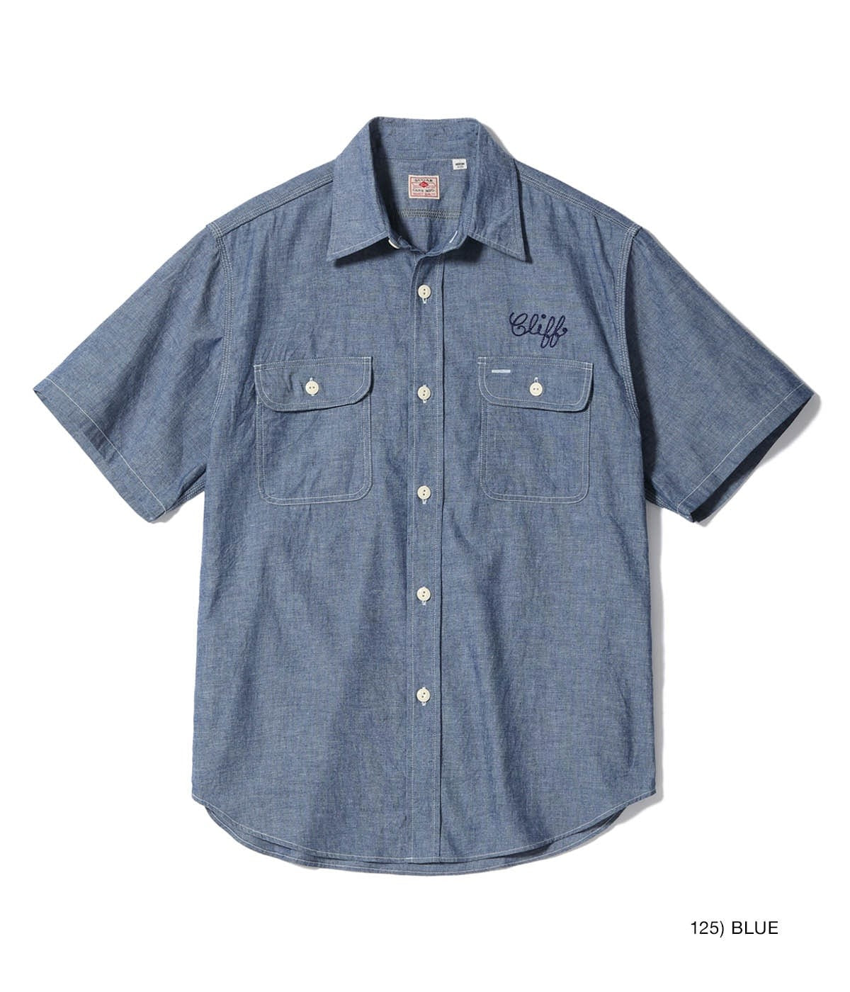 SC39527 CHAMBRAY WORK SHIRT WITH CHAIN ??EMBROIDERED - BLUE