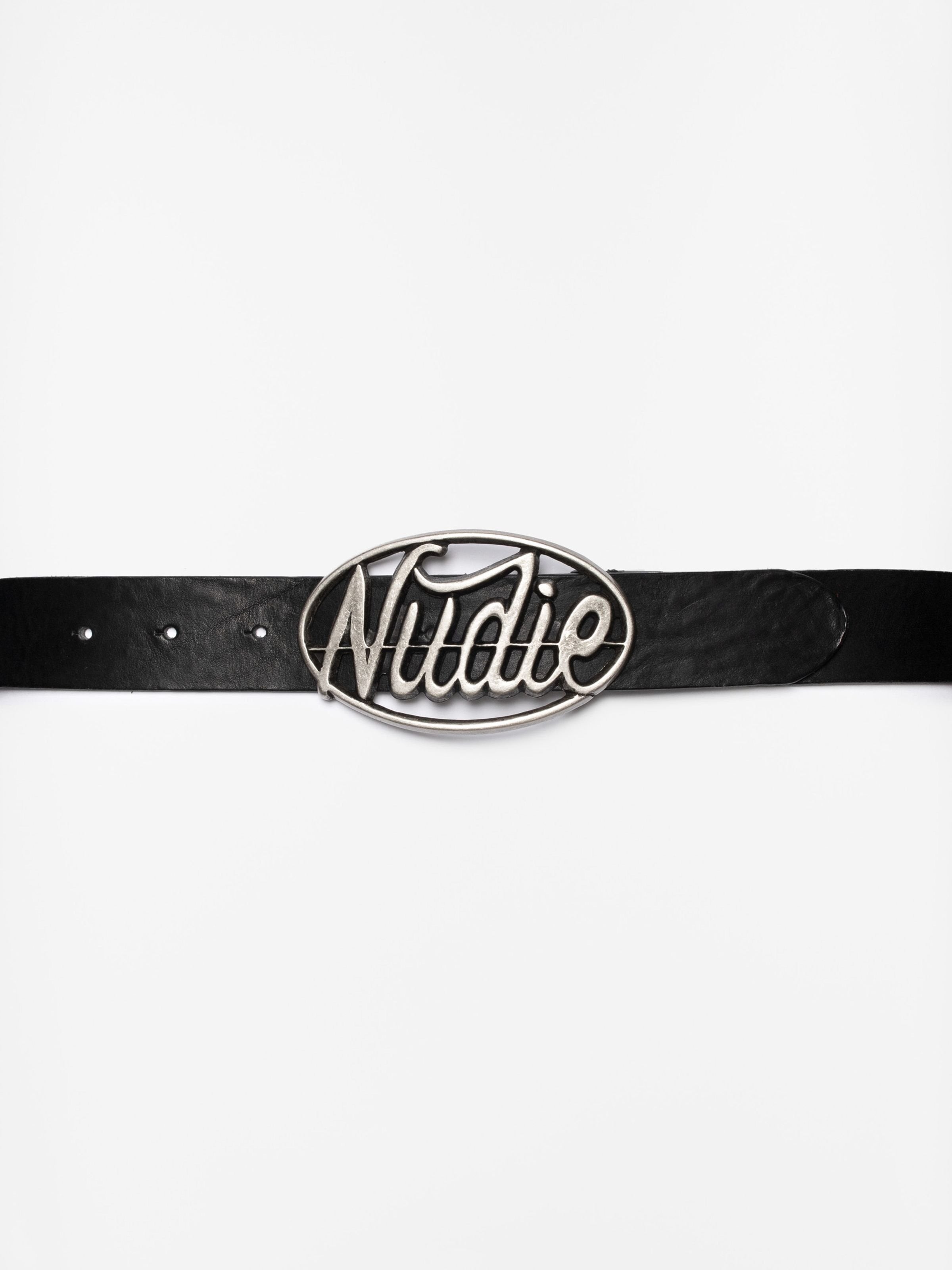 Nudie Buckle Leather Belt - Black