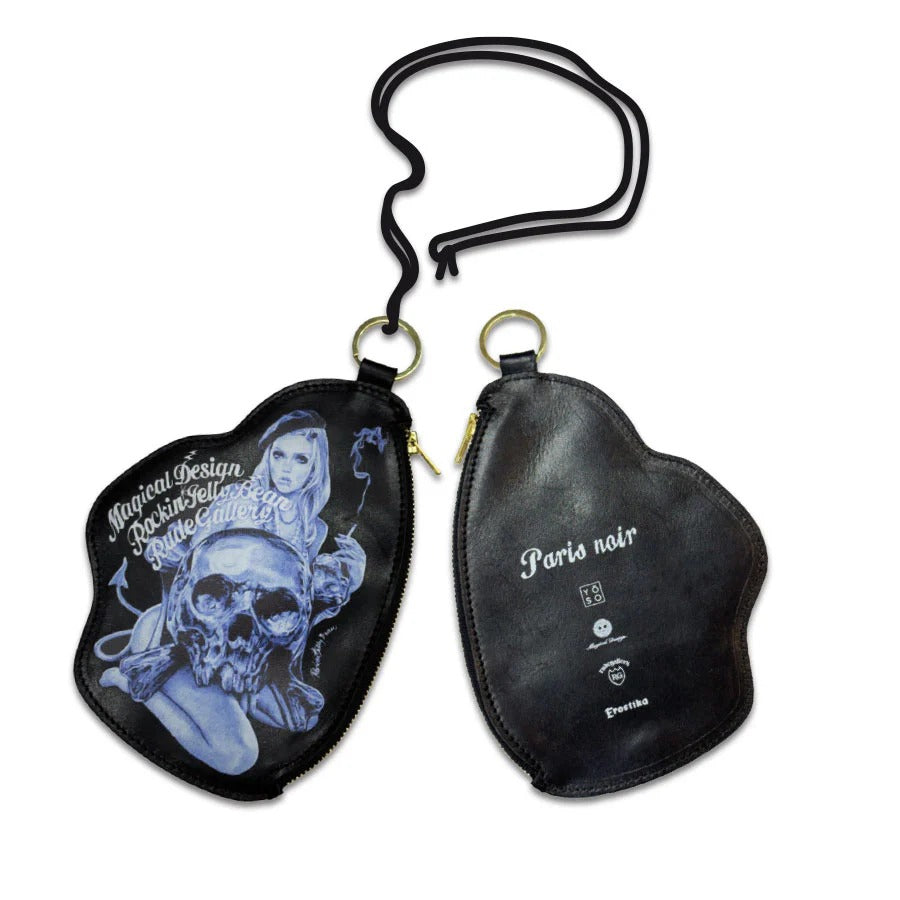PARIS NOIR LEATHER POUCH - BLACK