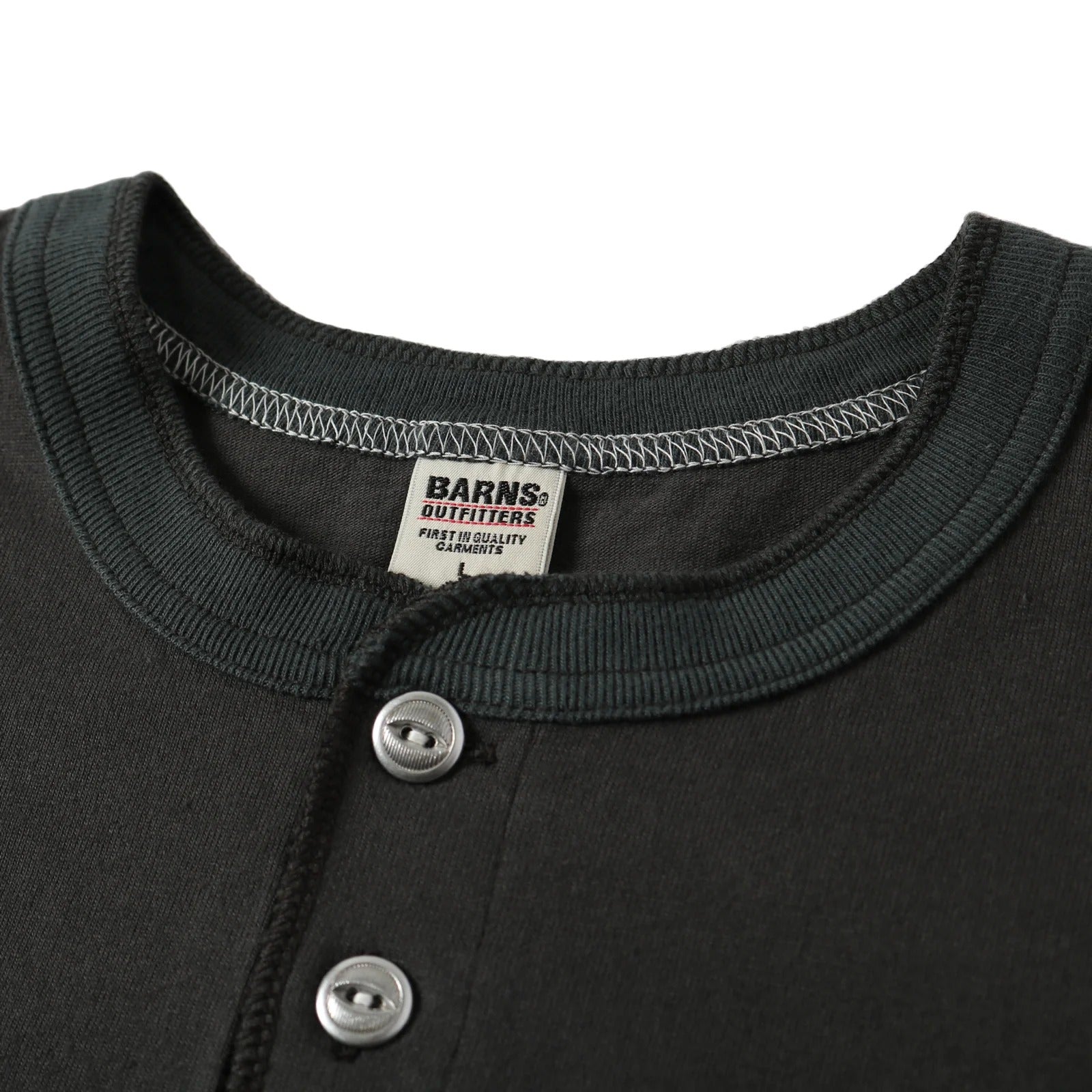BR-8146SP STANDARD COZUN Henry Neck T-Shirt (Button Works) - BLACK