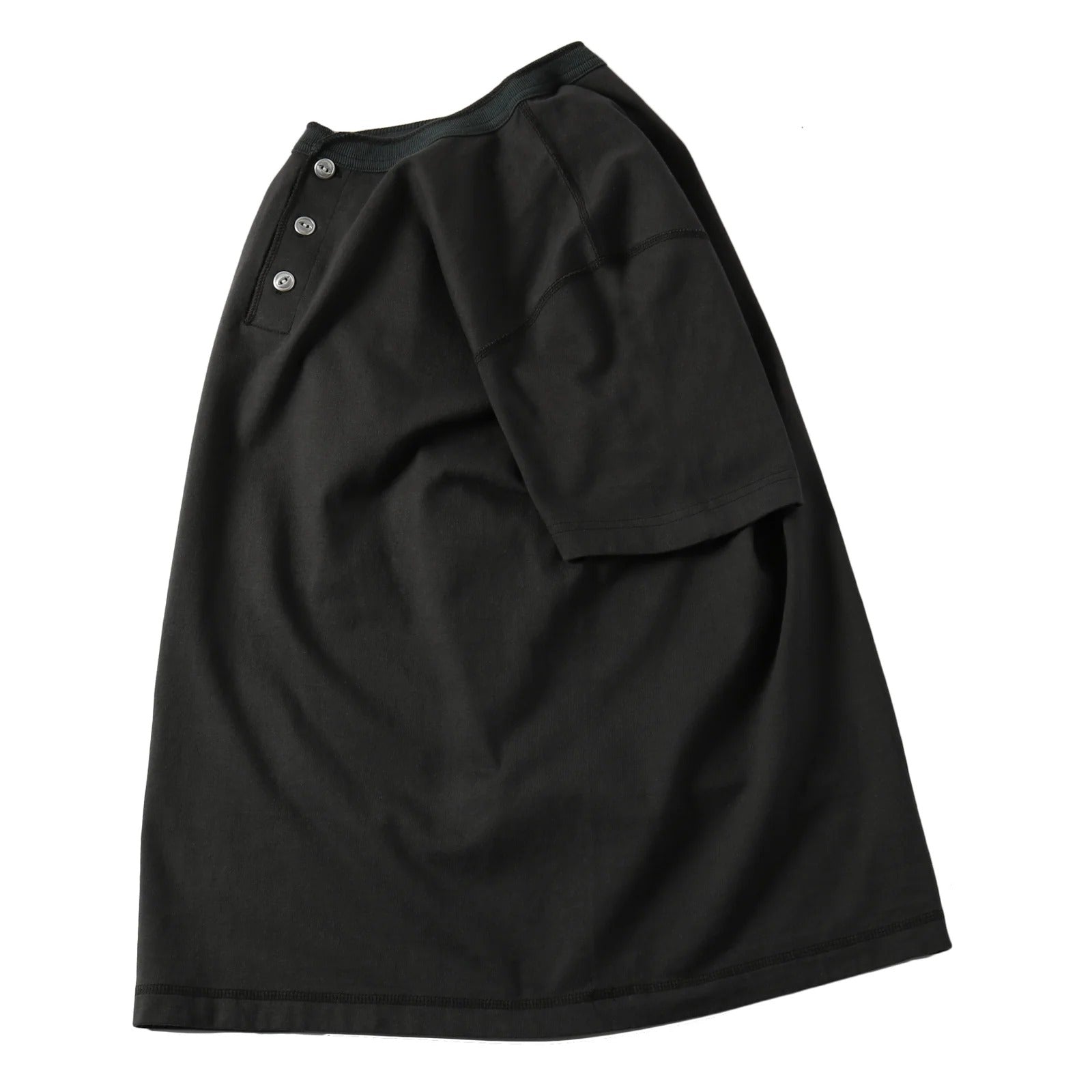 BR-8146SP STANDARD COZUN Henry Neck T-Shirt (Button Works) - BLACK