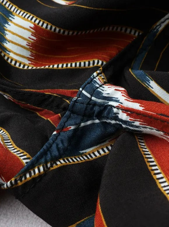 FN-SHO-005S NATIVE BORDER RAYON SHIRT - BLACK