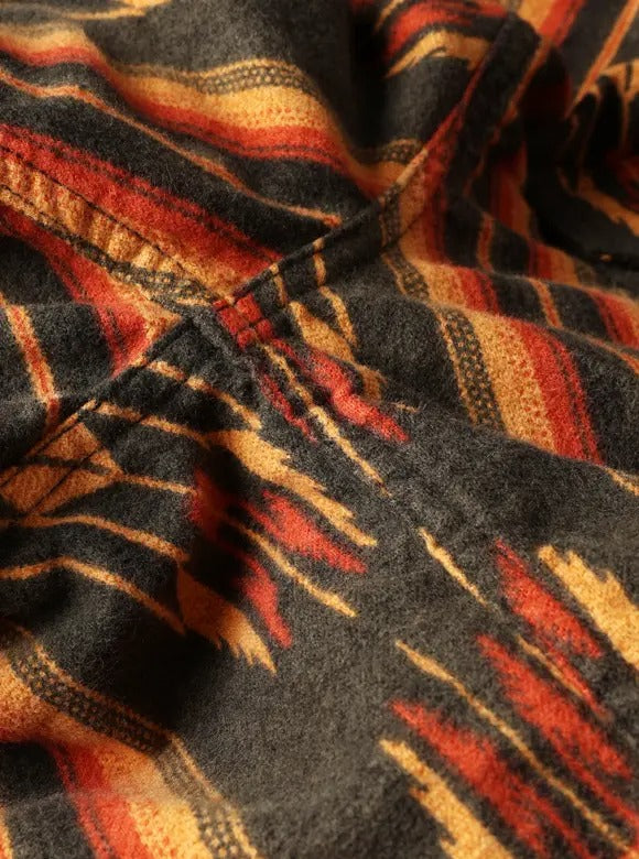 FN-SCW-018L FLANNEL SHIRT NATIVE BORDER WESTERN - BLACK