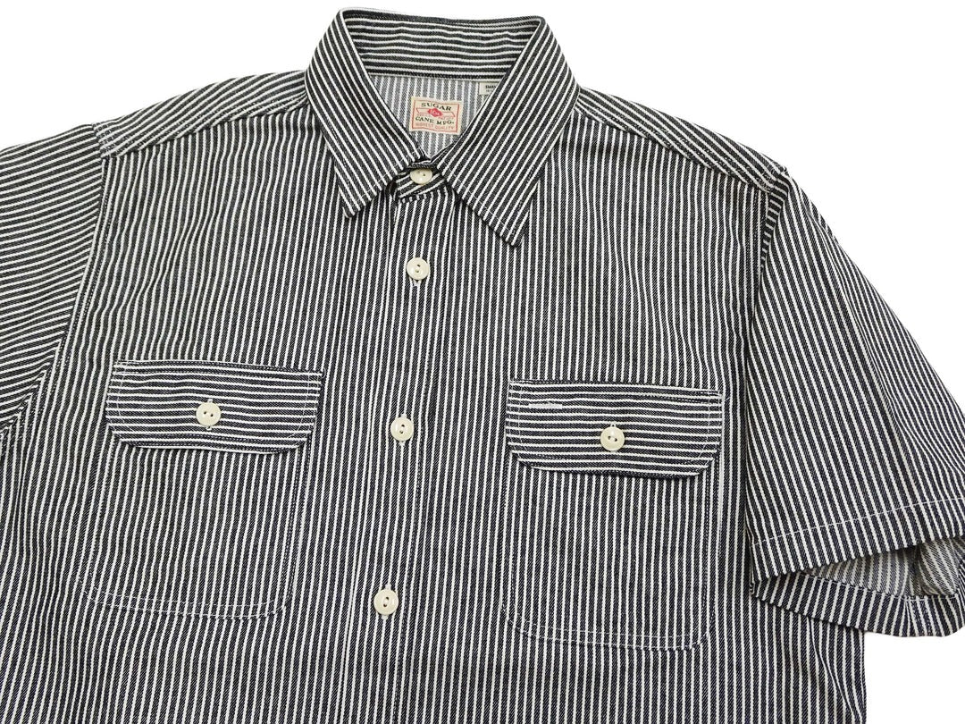 SC37944 HICKORY STRIPE S/S WORK SHIRT - BLACK
