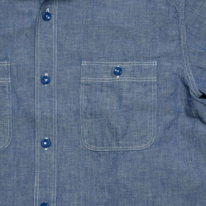 BR35856 BLUE CHAMBRAY WORK SHIRTS S/S - BLUE