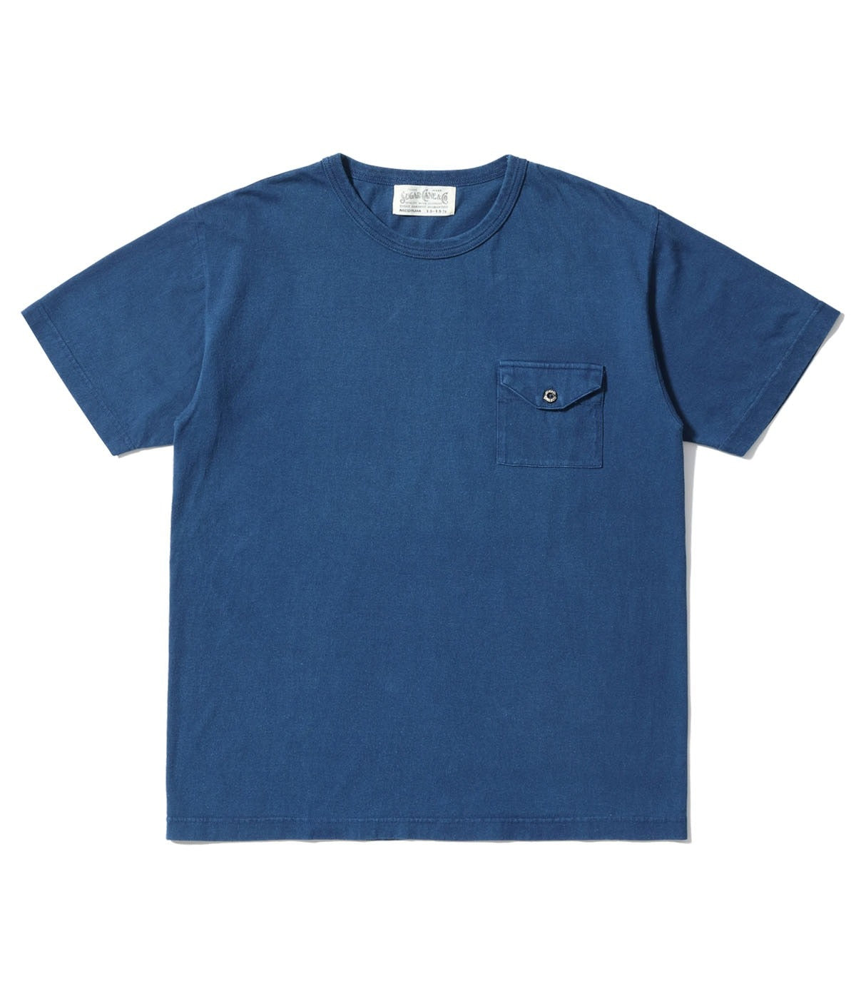 SC79535 FICTION ROMANCE IDIGO DYE POCKET T-SHIRT - BLUE