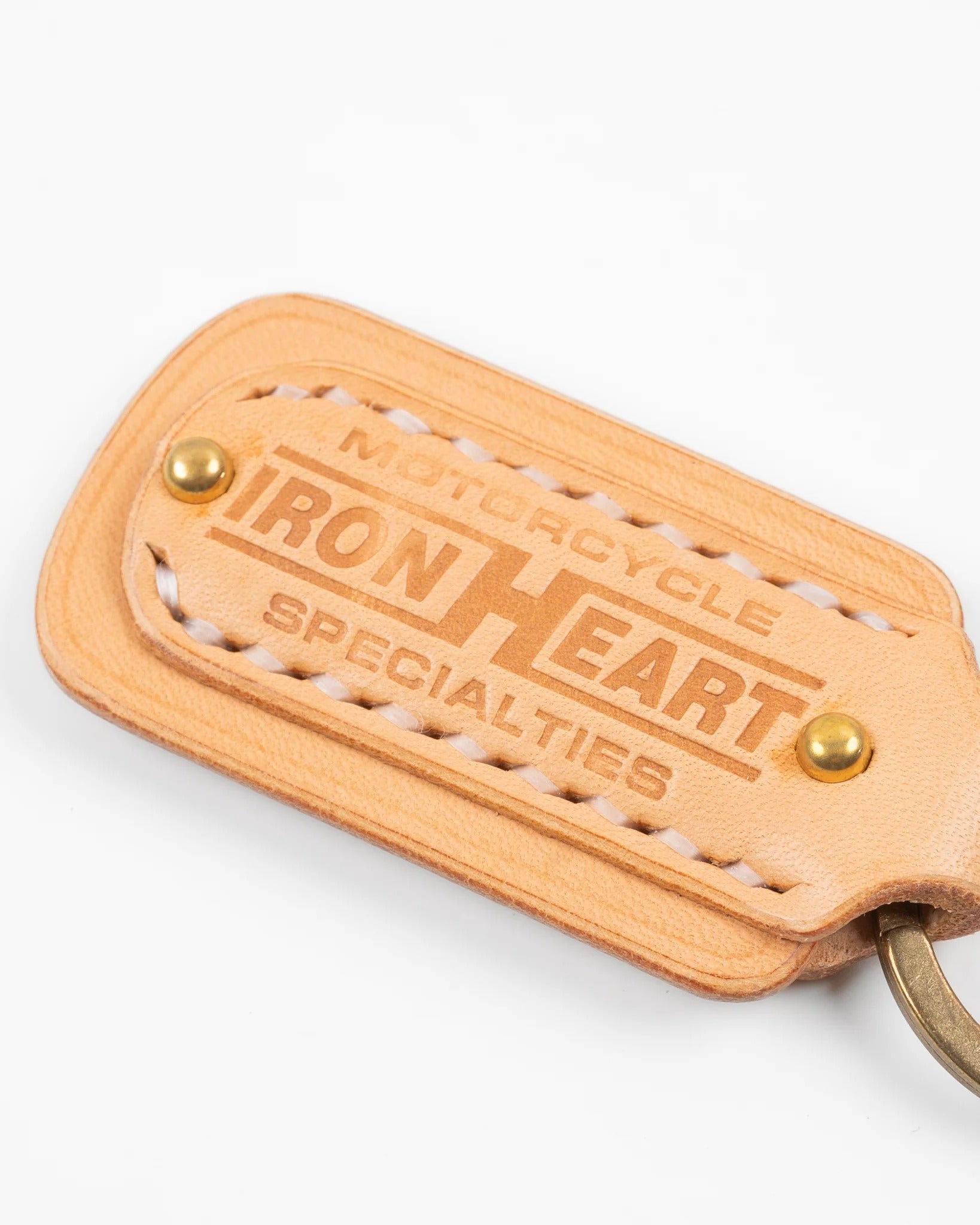 IHG-067 Buttero Leather Key Ring w/Embossed Iron Heart Logo - NATURAL