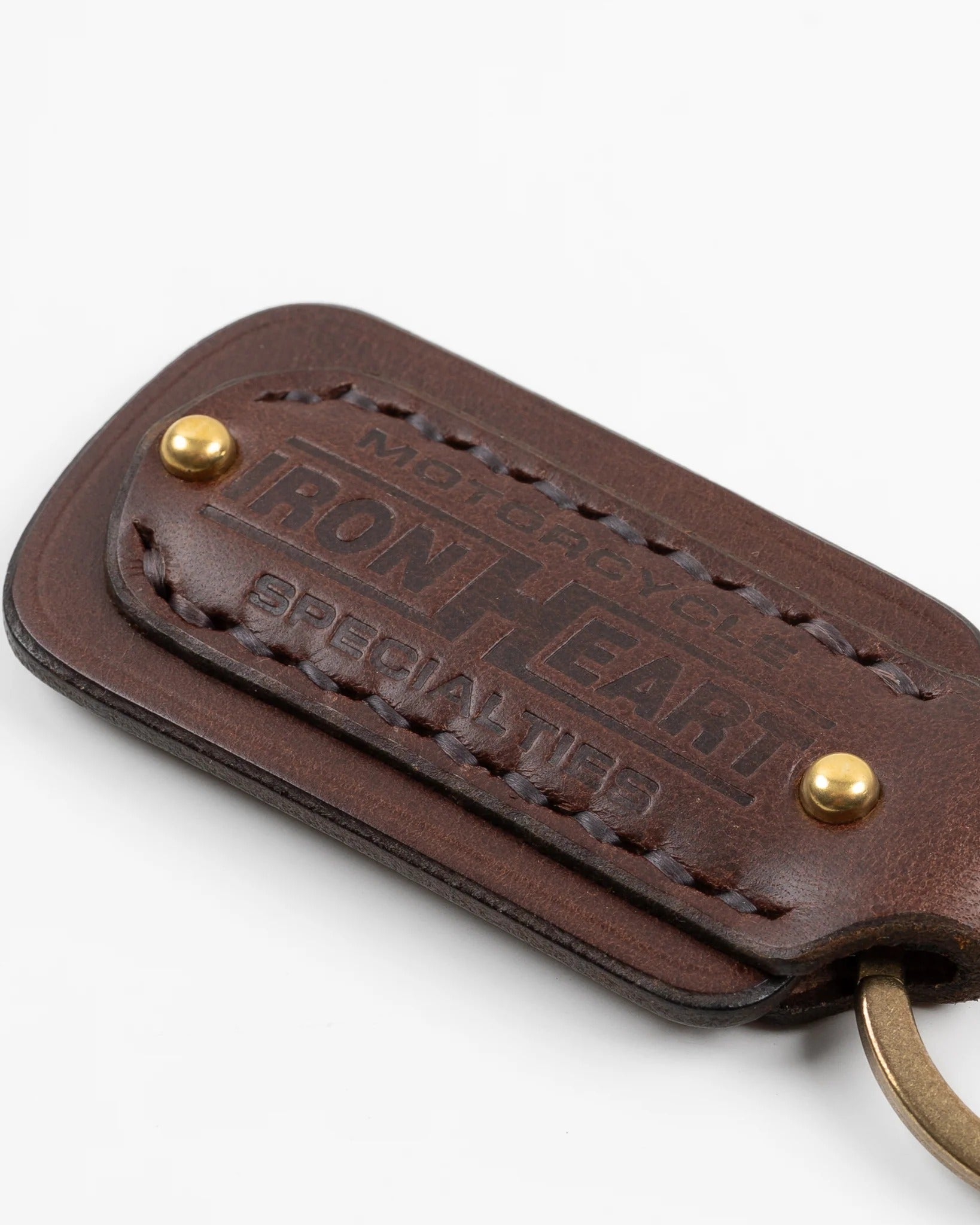 IHG-067 Buttero Leather Key Ring w/Embossed Iron Heart Logo - BROWN