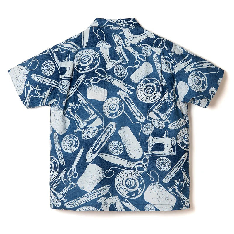 5722 Indigo discharge-dyed aloha shirt - INDIGO