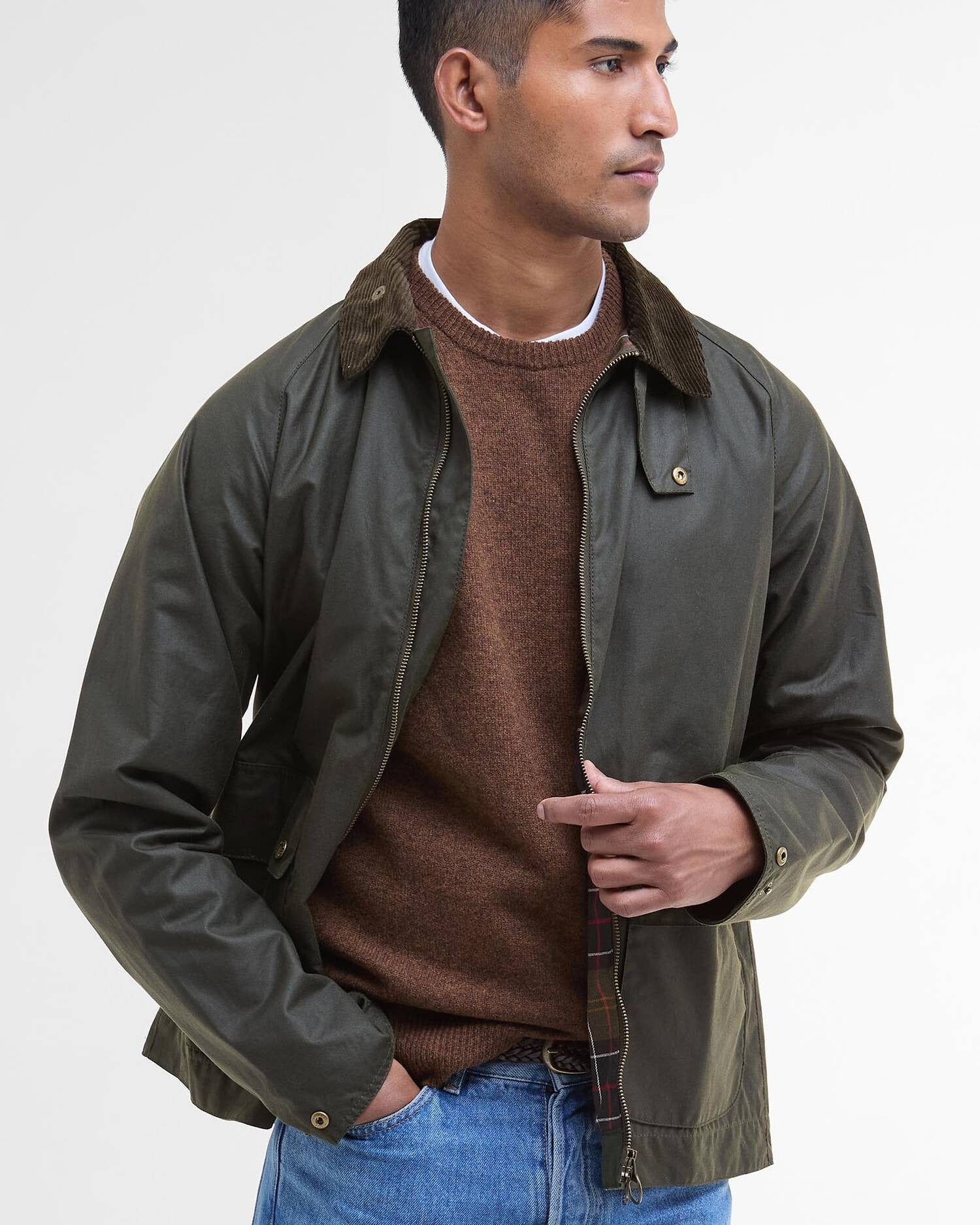SHORT BEDALE WAX JACKET - FERN