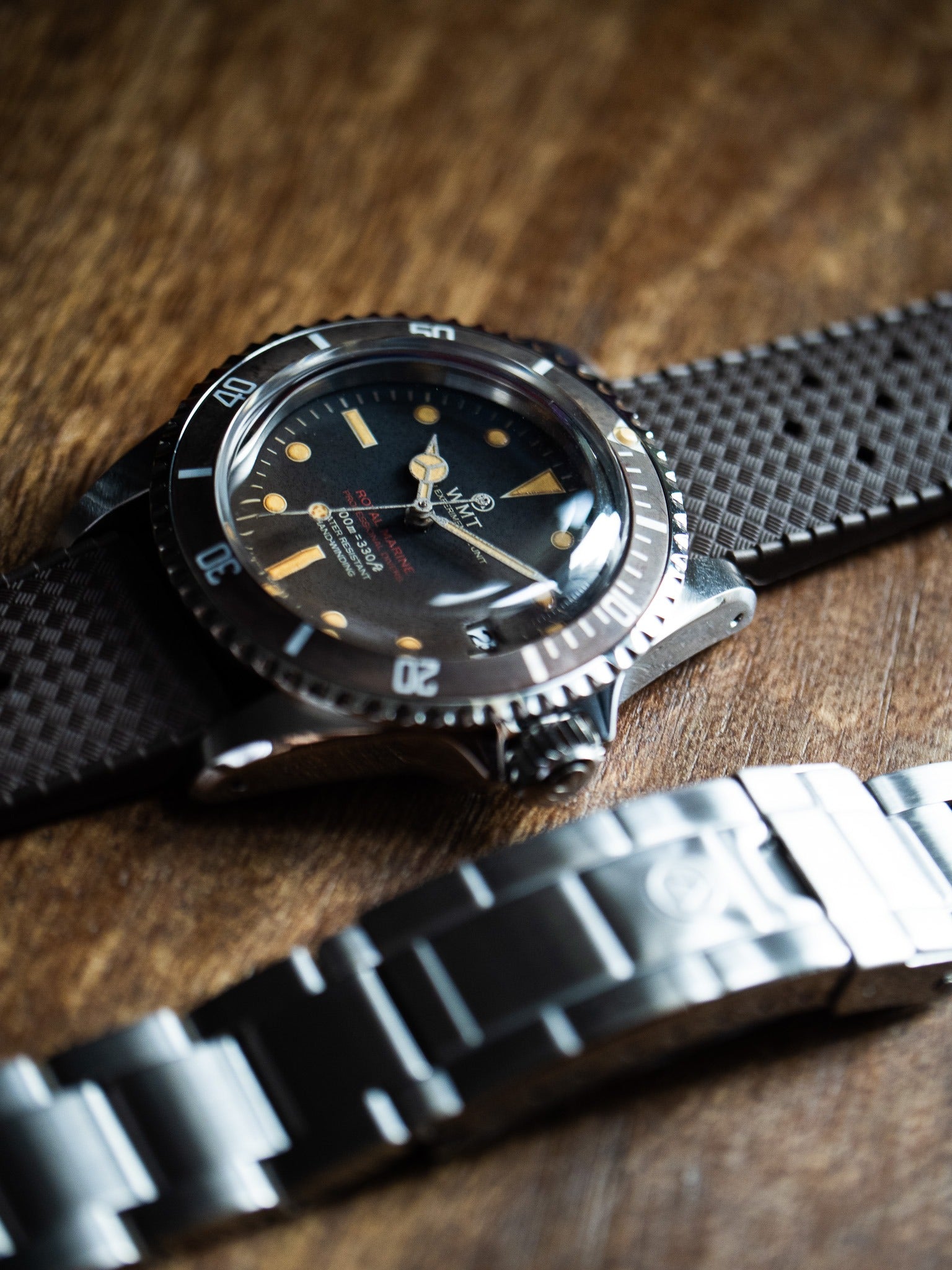 Royal Marine - Tropical Brown/Aged Edition/ Metal Bracelet + Rubber Strap Set