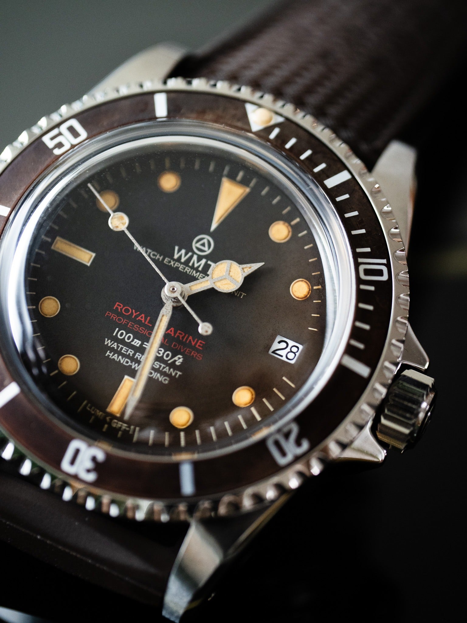 Royal Marine - Tropical Brown/Aged Edition/ Metal Bracelet + Rubber Strap Set