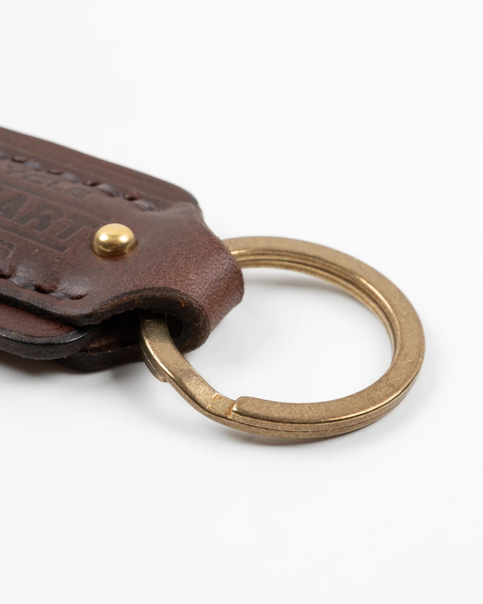 IHG-067 Buttero Leather Key Ring w/Embossed Iron Heart Logo - BROWN