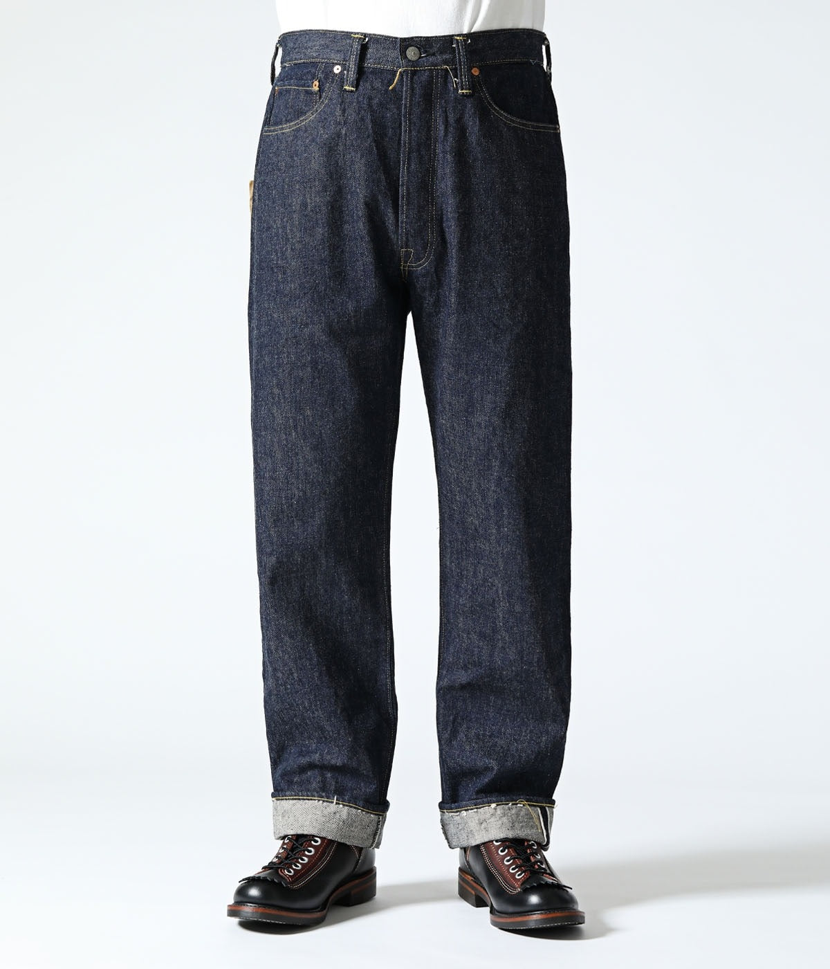 SC49001 SUGAR CANE Super “Denim” Collectibles #01 14oz. BLUE DENIM WAIST OVERALLS “S1945” MODEL - INDIGO
