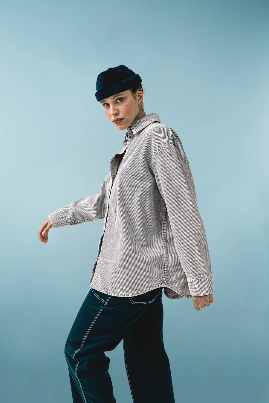 MIKI DOCKER HAT VELVET CORDUROY - DARK BLUE