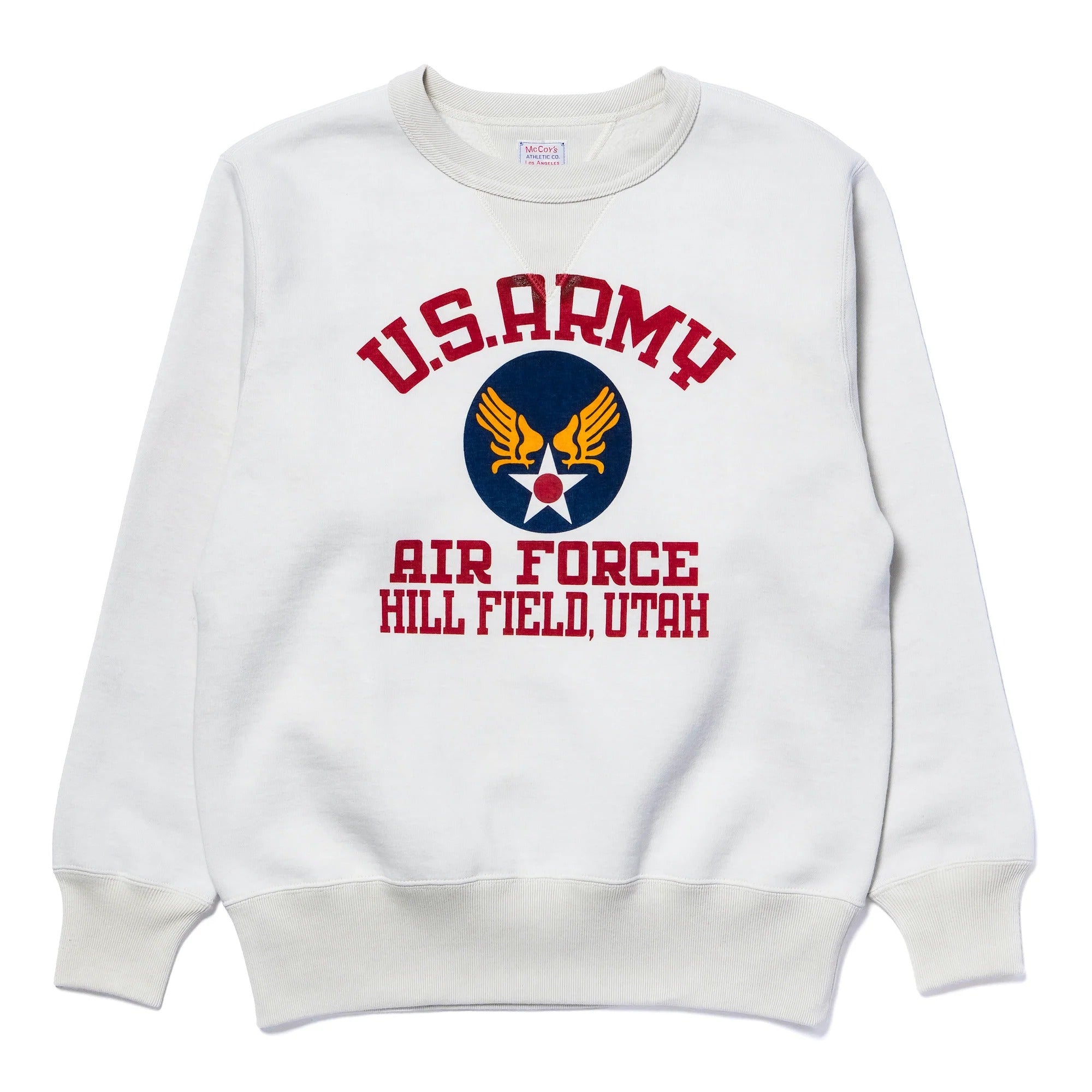 MC25123 MILITARY PRINT SWEATSHIRT / U.S. ARMY AIR FORCE, HILL FIELD - MILK