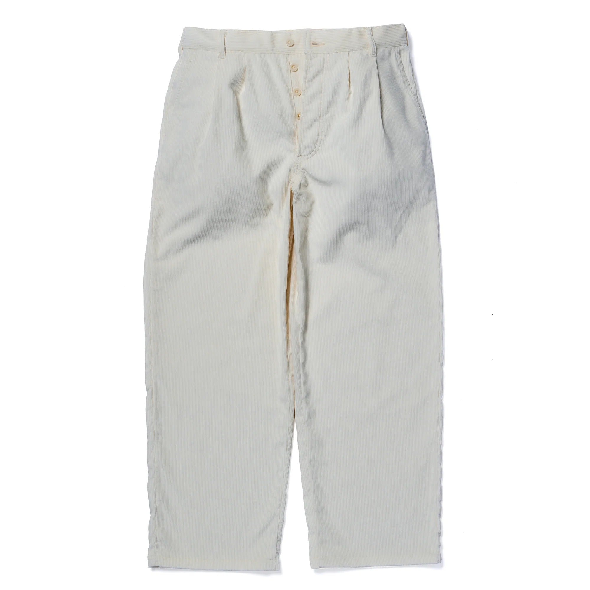 MP25105 DOUBLE-PLEAT CORDUROY TROUSERS - WHITE