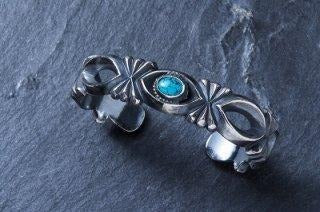 BR-263 Butterfly with turquoise Sandcast M Bangle