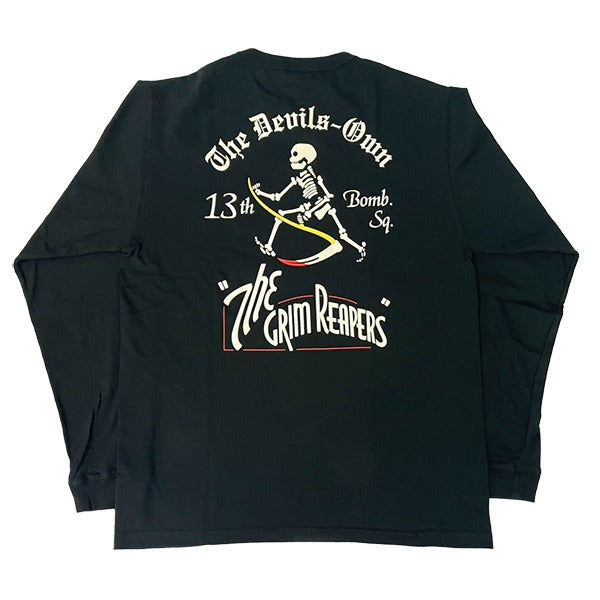 BR69628 LONG SLEEVE T-SHIRT 13TH BOMB. SQ. THE GRIM REAPERS - BLACK