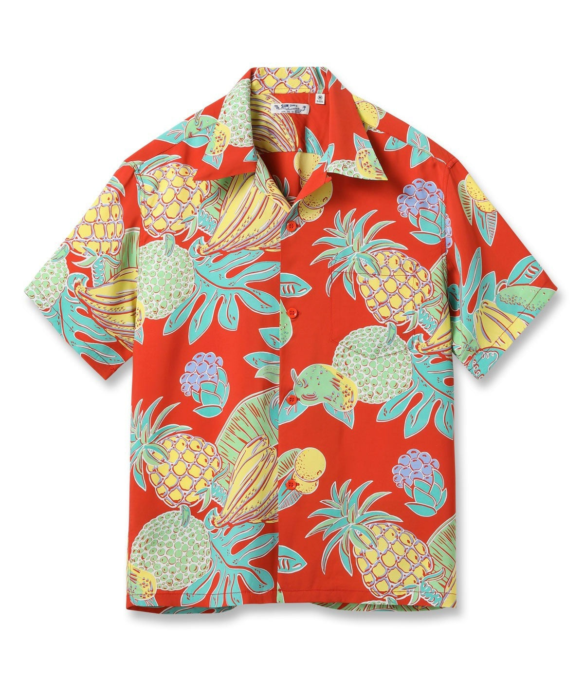 SS39415 RAYON HAWAIIAN SHIRT “TROPICAL FRUITS” - ORANGE