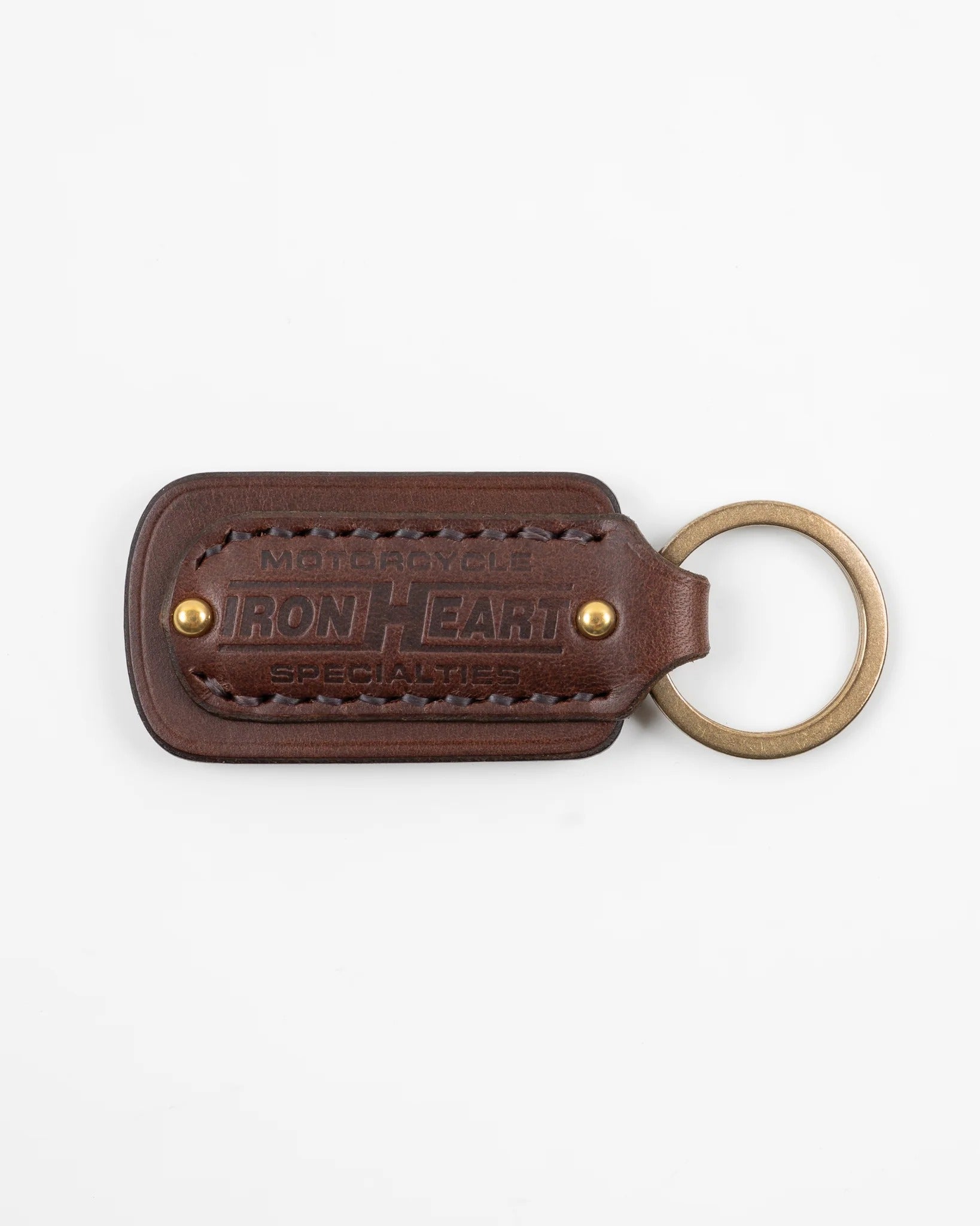 IHG-067 Buttero Leather Key Ring w/Embossed Iron Heart Logo - BROWN