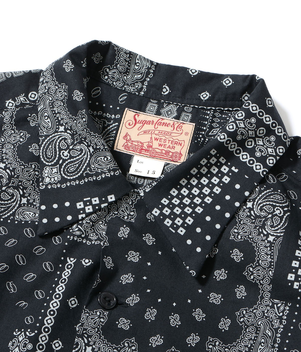 SC39465 NATIVE AMERICAN BANDANA PATCHWORK PRINT OPEN SHIRT - BLACK