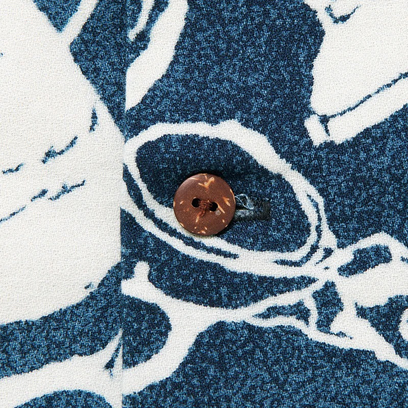 5722 Indigo discharge-dyed aloha shirt - INDIGO