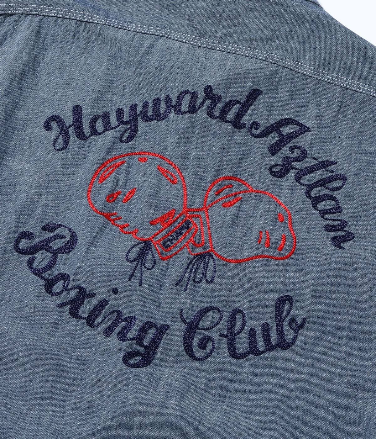SC39527 CHAMBRAY WORK SHIRT WITH CHAIN ??EMBROIDERED - BLUE