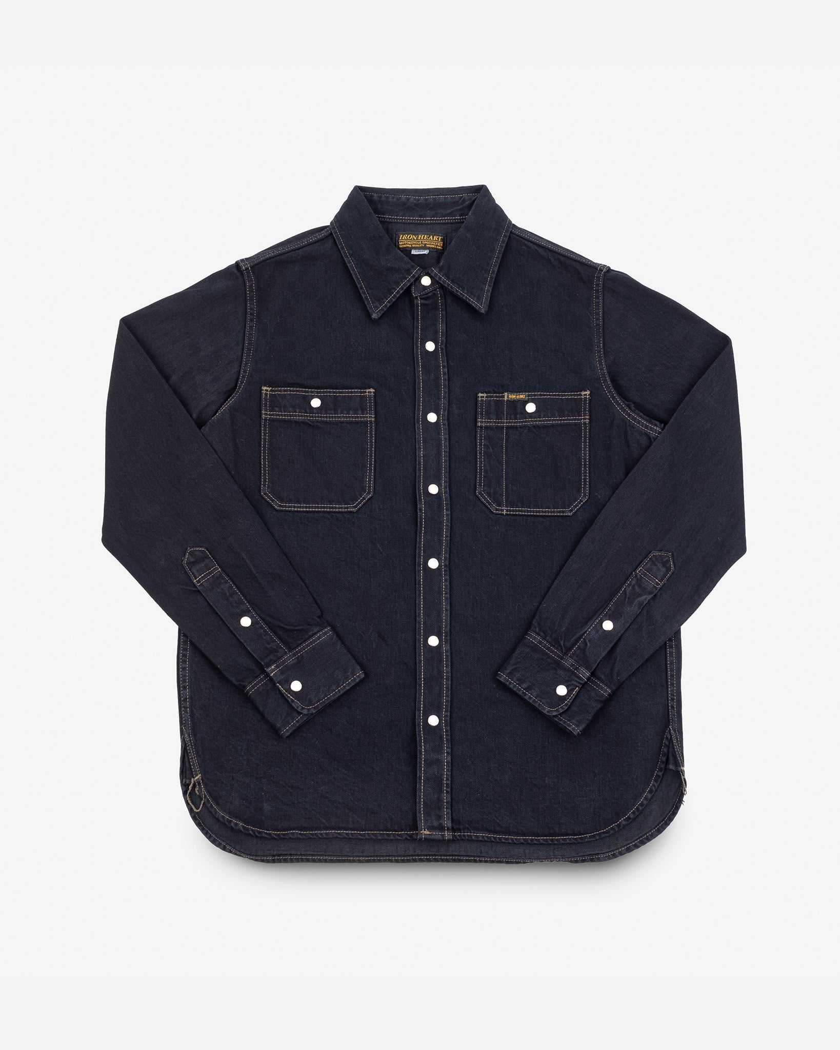 IHSH-326-OD 12OZ SELVEDGE DENIM WORK SHIRT WITH SNAPS - INDIGO OVERDYE