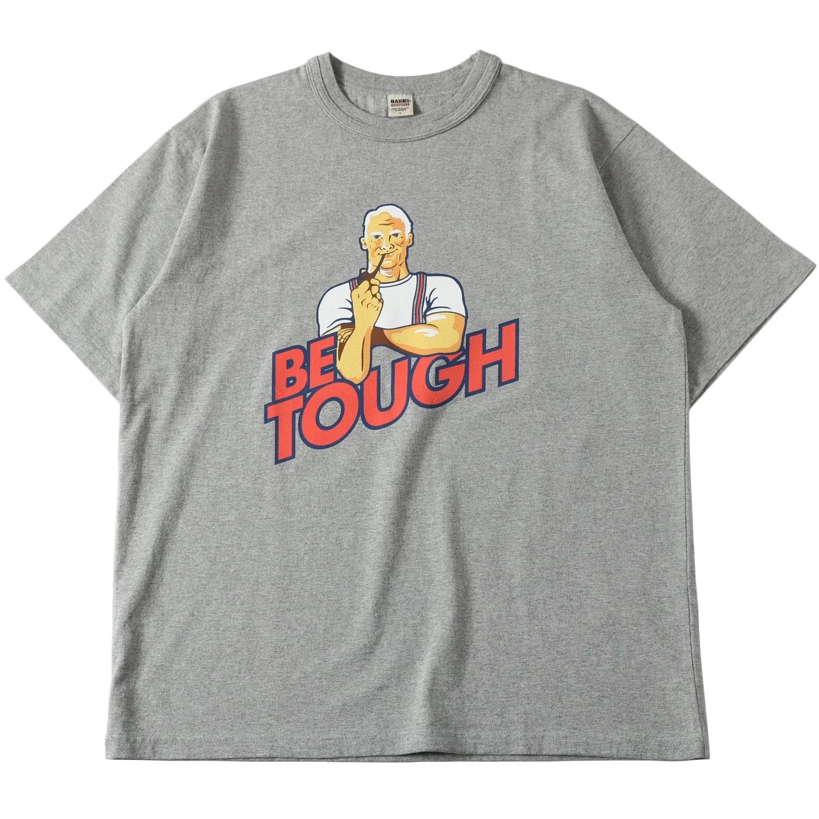 BR-25148 STANDARD 18/-OE Tough neck S/S Print T-shirt (BE TOUGH) - GRAY