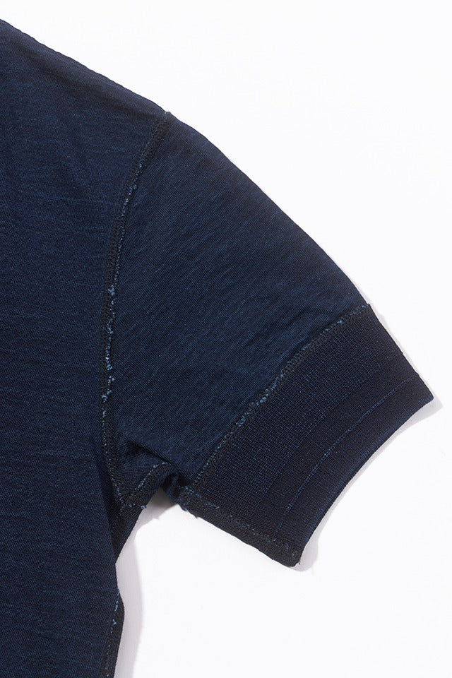 SS-5397-ID Ribbed Cuff Henley Neck T-shirt - Dark Indigo
