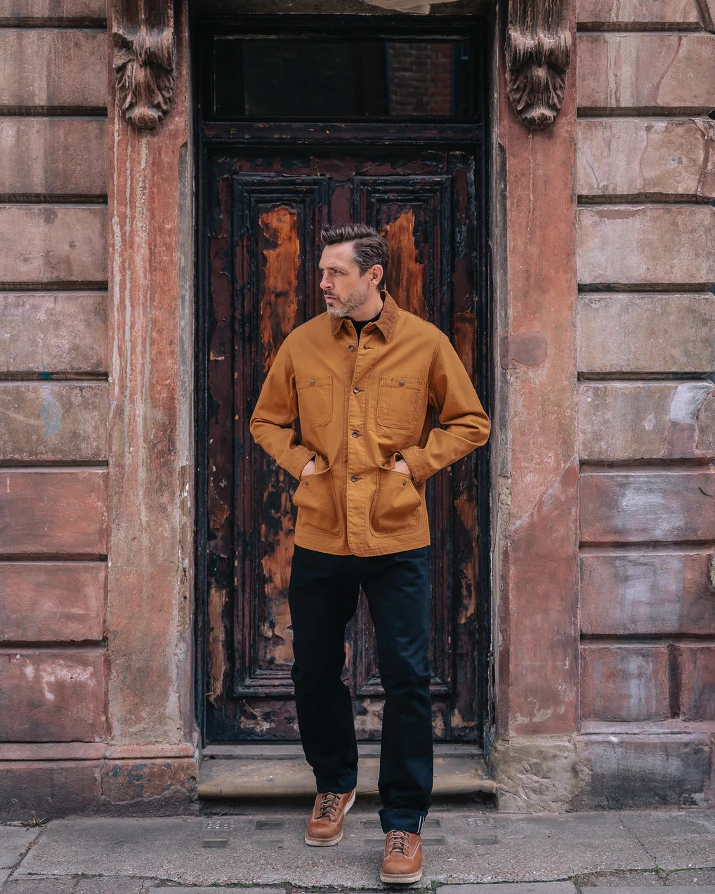 IHJ-148-BRN 10OZ KURASHIKIZOME® ORGANIC COTTON DUCK CHORE JACKET - BROWN